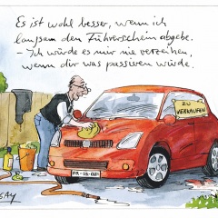 Peter Gaymanns Demensch kalender 2013  Oktober_Es_ist_wohl_besser_wenn_ich_langsam_den_Führerschein_abgebe